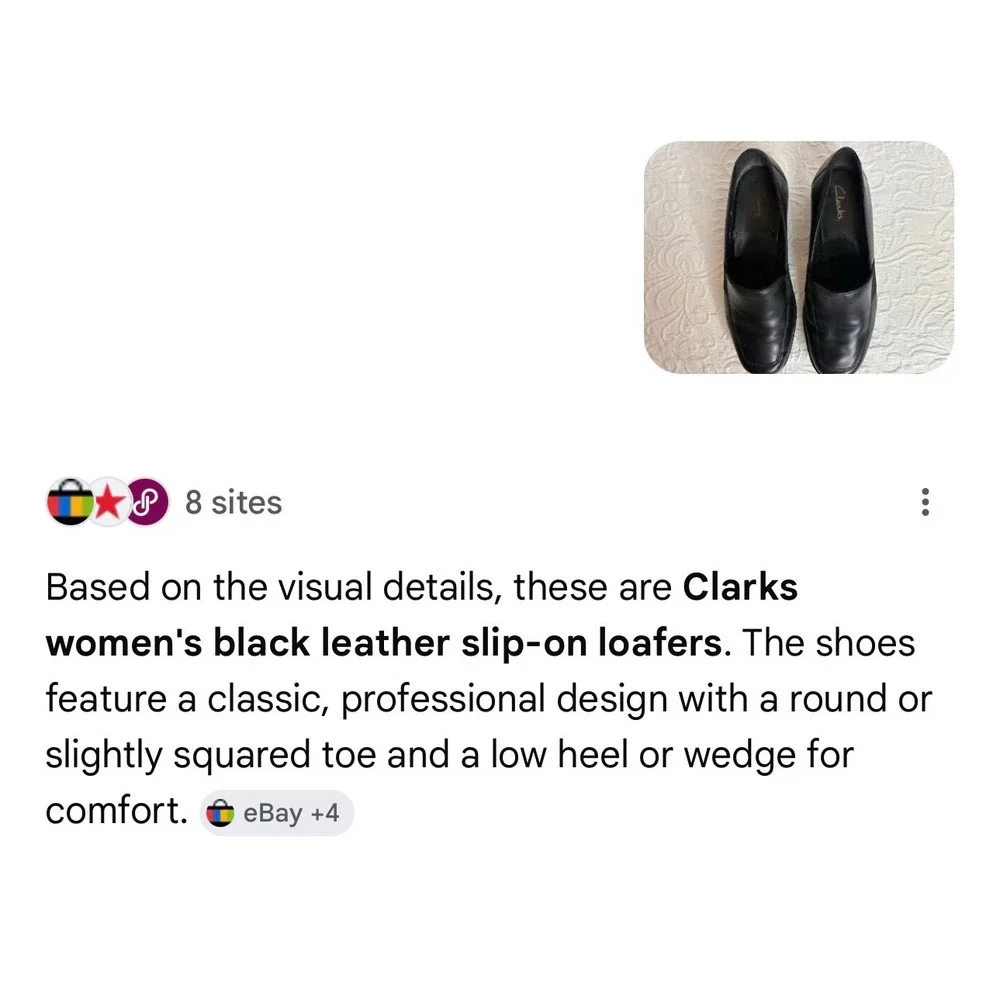 Clarks Womens Black Leather Slip On Loafers Low Wedge Square‎ Toe Shoes Size 10M